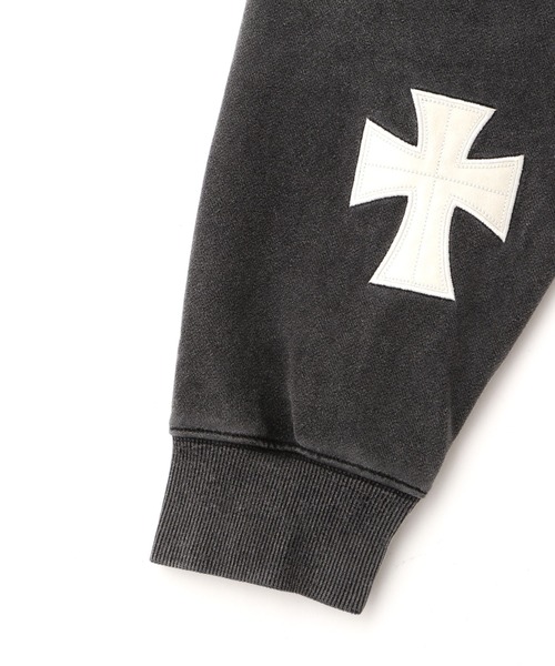 L.H.P（エルエイチピー）の「UNKNOWNLONDON/アンノウンロンドン/LHP別注 Leather Cross Zip Hoodie（パーカー・レディース・ホワイト/ブラック・M/L/XL）」の6枚目の写真