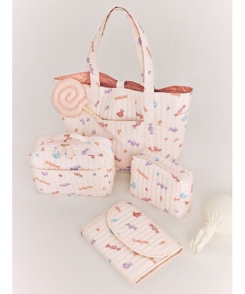 ジェラートピケ キャンディ柄 トートバッグ マザーズバッグ ピンク色 セール】キャンディ柄ママバッグ（マタニティウェア/グッズ）｜gelato