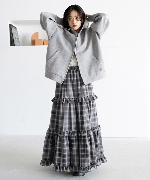 RAGEBLUE（レイジブルー）の「WジップポンチスウェットBIGパーカー（パーカー・レディース・ダークブラウン/その他23/グレー系その他・FREE）」の4枚目の写真