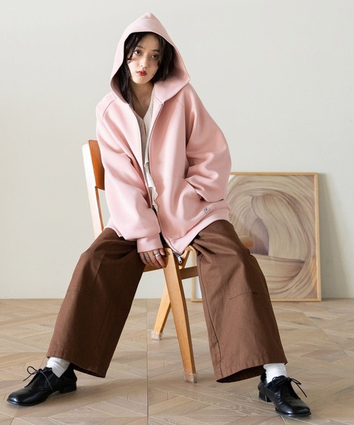 RAGEBLUE（レイジブルー）の「WジップポンチスウェットBIGパーカー（パーカー・レディース・ダークブラウン/その他23/グレー系その他・FREE）」の10枚目の写真