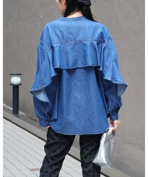 MICROWAVE デニムジャケット フリル付き MICROWAVE デニムジャケット フリル付き MICROWAVE デニムジャケット