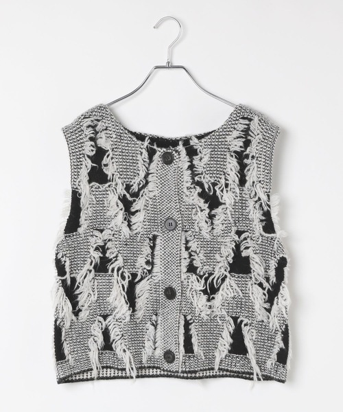 LEPSIM（レプシィム）の「フリンジベスト＊スカート《2点セット》 595306（ワンピース・レディース・ブラック/ホワイト・FREE）」の3枚目の写真