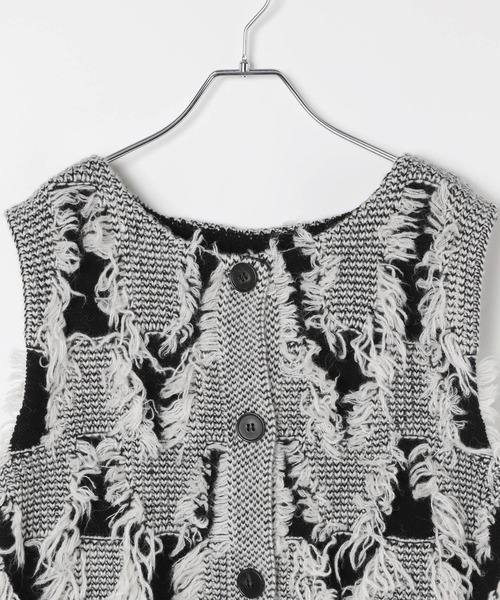 LEPSIM（レプシィム）の「フリンジベスト＊スカート《2点セット》 595306（ワンピース・レディース・ブラック/ホワイト・FREE）」の5枚目の写真