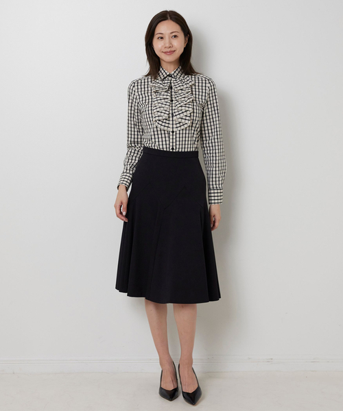 セール】【NARACAMICIE】チェックフリル長袖シャツ（シャツ/ブラウス
