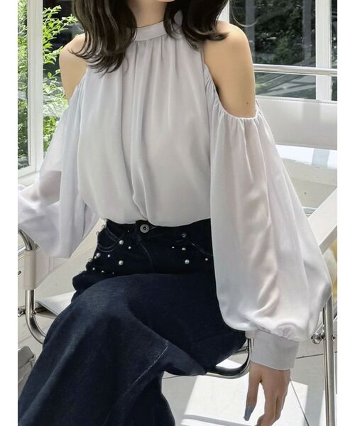 MERCURYDUO(マーキュリーデュオ)の「シフォンアメスリオフショルブラウス(シャツ/ブラウス・レディース・ベビーピンク/オフホワイト/ライトグレー・FREE)」の18枚目の写真