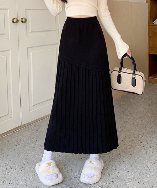 2ly2（トゥーリートゥー）の「アシンメトリー×プリーツスカート（スカート・レディース・ベージュ/ブラック・FREE）」の6枚目の写真