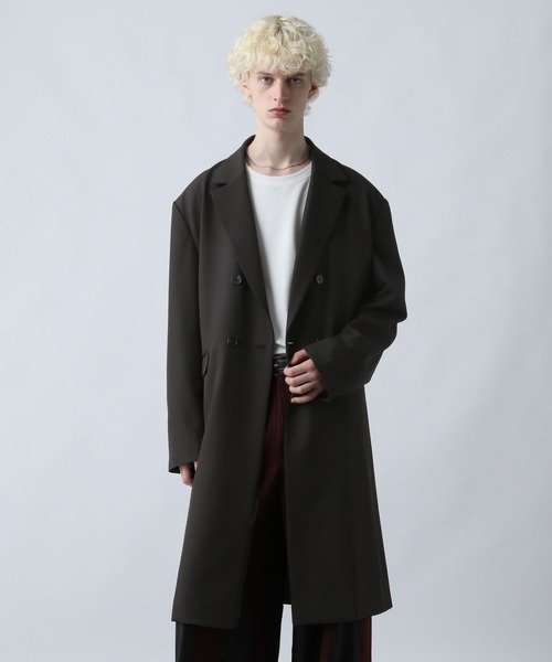 HARE（ハレ）の「【SET UP対応】ポリエステルイージーギャバチェスターコート(HARE)（チェスターコート・メンズ・グレー/ブラック・FREE）」の2枚目の写真