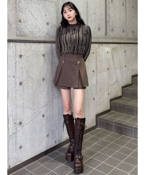 MURUA（ムルーア）の「デザインミニスカショートパンツ（その他パンツ・レディース・ブラック/モカ・1/2）」の10枚目の写真