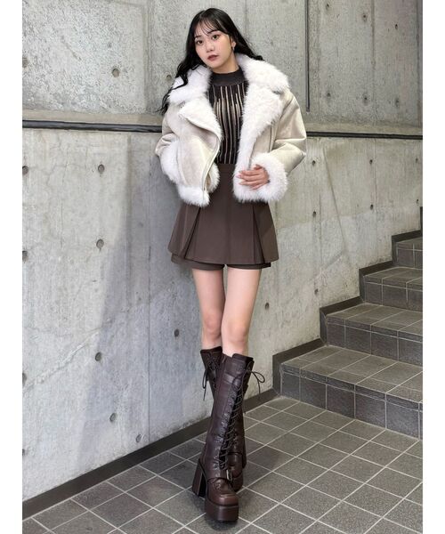 MURUA（ムルーア）の「デザインミニスカショートパンツ（その他パンツ・レディース・ブラック/モカ・1/2）」の8枚目の写真