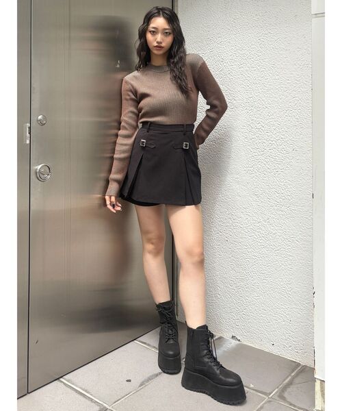 MURUA（ムルーア）の「デザインミニスカショートパンツ（その他パンツ・レディース・ブラック/モカ・1/2）」の5枚目の写真