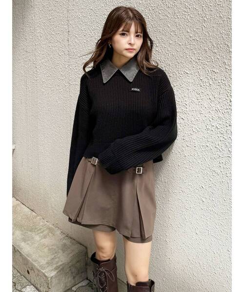 MURUA（ムルーア）の「デザインミニスカショートパンツ（その他パンツ・レディース・ブラック/モカ・1/2）」の3枚目の写真