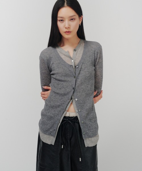 セール】SPARKLE SHEER KNIT CARDIGAN / スパークルシアーニット