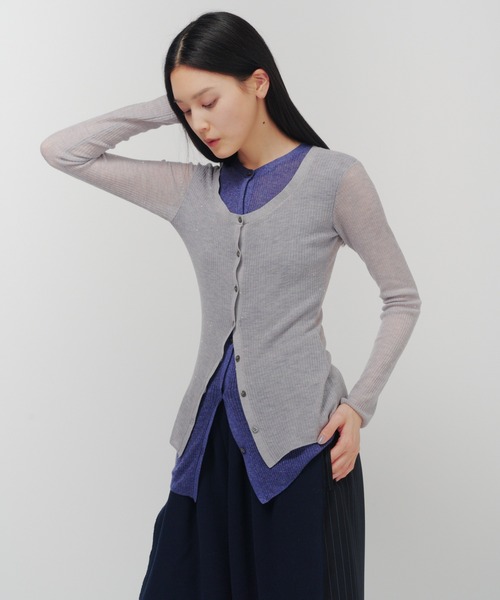 THINGS THAT MATTER(シングス ザット マター)の「SPARKLE SHEER KNIT CARDIGAN / スパークルシアーニットカーディガン(カーディガン/ボレロ・レディース・グレー/ブラック/ライトグレー・FREE)」の16枚目の写真