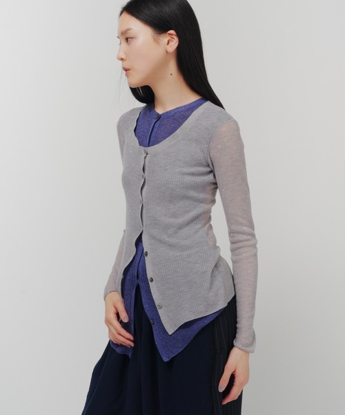THINGS THAT MATTER(シングス ザット マター)の「SPARKLE SHEER KNIT CARDIGAN / スパークルシアーニットカーディガン(カーディガン/ボレロ・レディース・グレー/ブラック/ライトグレー・FREE)」の15枚目の写真