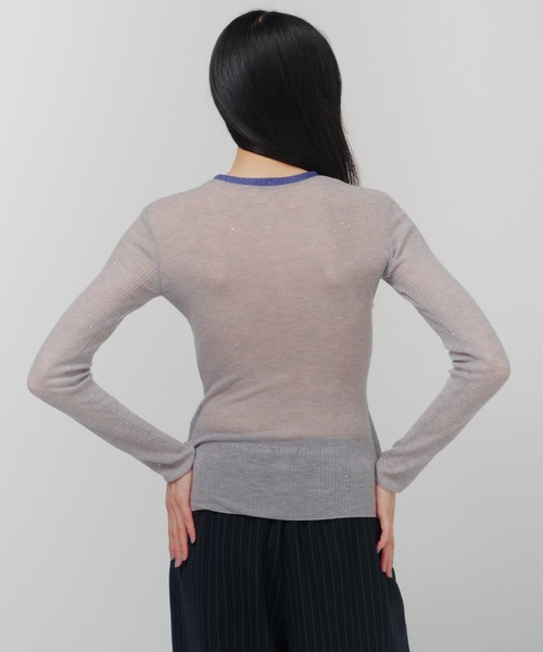 THINGS THAT MATTER(シングス ザット マター)の「SPARKLE SHEER KNIT CARDIGAN / スパークルシアーニットカーディガン(カーディガン/ボレロ・レディース・グレー/ブラック/ライトグレー・FREE)」の14枚目の写真