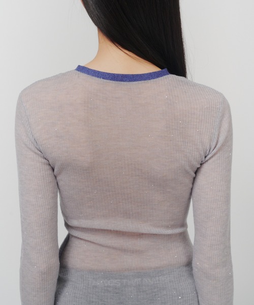 THINGS THAT MATTER(シングス ザット マター)の「SPARKLE SHEER KNIT CARDIGAN / スパークルシアーニットカーディガン(カーディガン/ボレロ・レディース・グレー/ブラック/ライトグレー・FREE)」の11枚目の写真