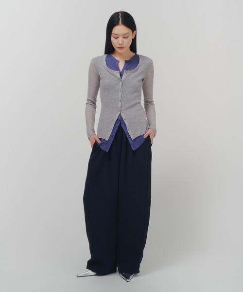 THINGS THAT MATTER(シングス ザット マター)の「SPARKLE SHEER KNIT CARDIGAN / スパークルシアーニットカーディガン(カーディガン/ボレロ・レディース・グレー/ブラック/ライトグレー・FREE)」の8枚目の写真