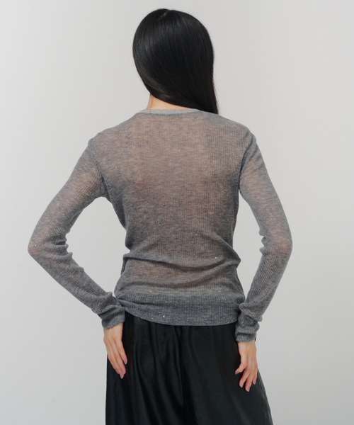 THINGS THAT MATTER(シングス ザット マター)の「SPARKLE SHEER KNIT CARDIGAN / スパークルシアーニットカーディガン(カーディガン/ボレロ・レディース・グレー/ブラック/ライトグレー・FREE)」の18枚目の写真