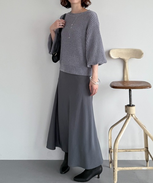 Doux archives（ドゥアルシーヴ）の「ラメモールヤーンニット（ニット/セーター・レディース・グレー/ピンク/グリーン系・FREE）」の8枚目の写真