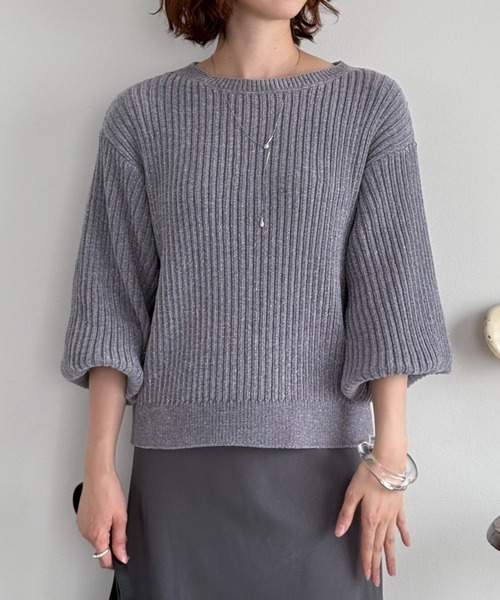 Doux archives（ドゥアルシーヴ）の「ラメモールヤーンニット（ニット/セーター・レディース・グレー/ピンク/グリーン系・FREE）」の14枚目の写真