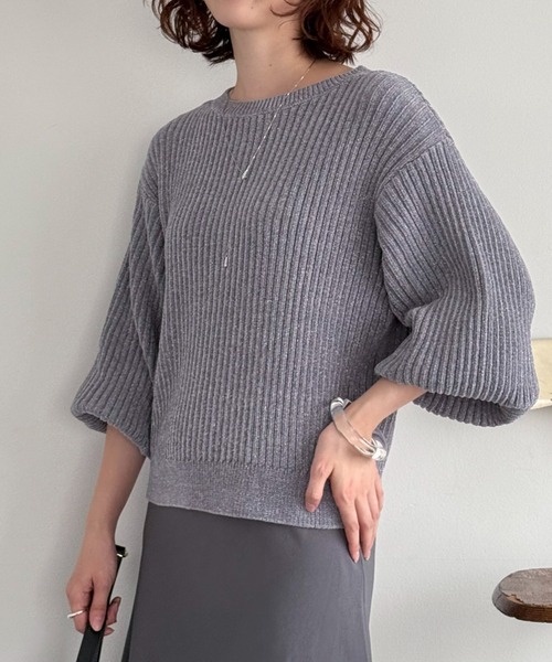 Doux archives（ドゥアルシーヴ）の「ラメモールヤーンニット（ニット/セーター・レディース・グレー/ピンク/グリーン系・FREE）」の15枚目の写真