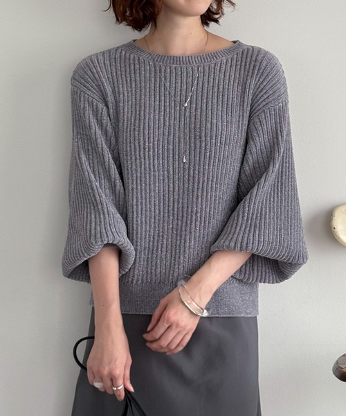 Doux archives（ドゥアルシーヴ）の「ラメモールヤーンニット（ニット/セーター・レディース・グレー/ピンク/グリーン系・FREE）」の17枚目の写真