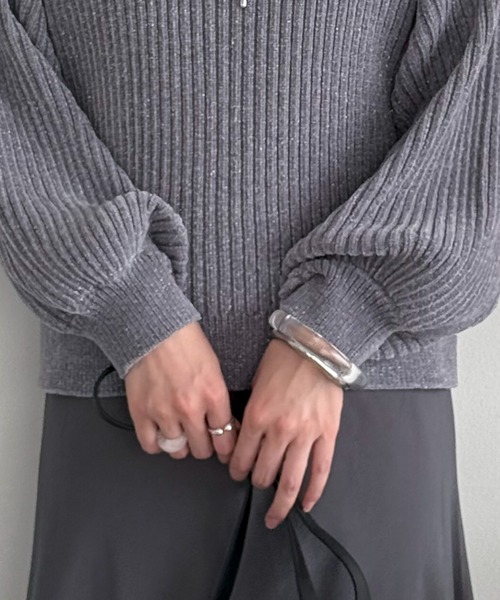 Doux archives（ドゥアルシーヴ）の「ラメモールヤーンニット（ニット/セーター・レディース・グレー/ピンク/グリーン系・FREE）」の19枚目の写真