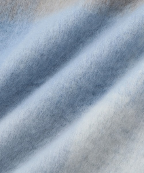 VIS（ビス）の「ふわふわフリンジチェックマフラー/静電気防止（マフラー・レディース・チャコールグレー/イエロー系その他2/ブラウン系その他3/ブルー系その他4・FREE）」の18枚目の写真