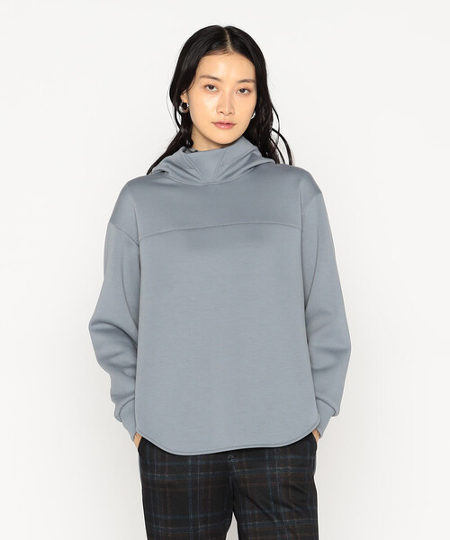 Gabardine K.T(ギャバジンケーティー)の「レーヨンミックスダンボール フーディプルオーバー(Tシャツ/カットソー・レディース・チャコール/ライトベージュ/グレー系その他・9号/7号)」の1枚目の写真