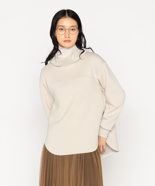 Gabardine K.T(ギャバジンケーティー)の「レーヨンミックスダンボール フーディプルオーバー(Tシャツ/カットソー・レディース・チャコール/ライトベージュ/グレー系その他・9号/7号)」の3枚目の写真