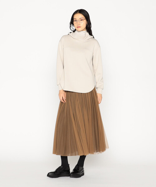 Gabardine K.T(ギャバジンケーティー)の「レーヨンミックスダンボール フーディプルオーバー(Tシャツ/カットソー・レディース・チャコール/ライトベージュ/グレー系その他・9号/7号)」の7枚目の写真