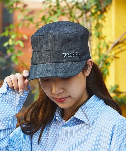 KANGOL（カンゴール）の「KANGOL/カンゴール  デニムワークキャップ（キャップ・メンズ・ブラック/インディゴブルー・S/M/L/XL）」の2枚目の写真