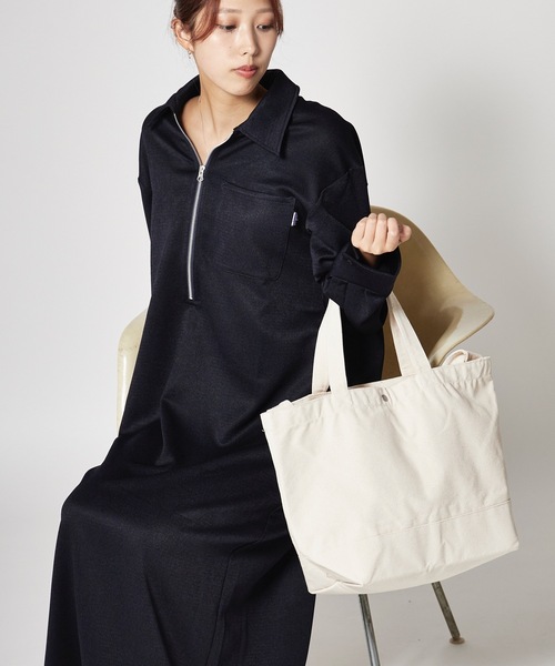 THOUSAND MILE(サウザンドマイル)の「THOUSAND MILE/サウザンドマイル HALF ZIP OP ウールライク ハーフジップワンピース(ワンピース・レディース・ネイビー/チャコール/ブラウン・FREE)」の3枚目の写真
