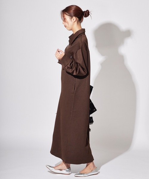 THOUSAND MILE(サウザンドマイル)の「THOUSAND MILE/サウザンドマイル HALF ZIP OP ウールライク ハーフジップワンピース(ワンピース・レディース・ネイビー/チャコール/ブラウン・FREE)」の10枚目の写真