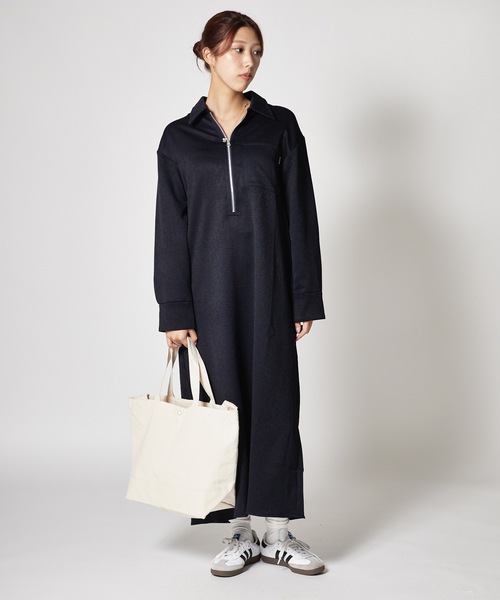 THOUSAND MILE(サウザンドマイル)の「THOUSAND MILE/サウザンドマイル HALF ZIP OP ウールライク ハーフジップワンピース(ワンピース・レディース・ネイビー/チャコール/ブラウン・FREE)」の14枚目の写真