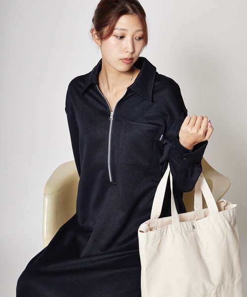 THOUSAND MILE(サウザンドマイル)の「THOUSAND MILE/サウザンドマイル HALF ZIP OP ウールライク ハーフジップワンピース(ワンピース・レディース・ネイビー/チャコール/ブラウン・FREE)」の19枚目の写真