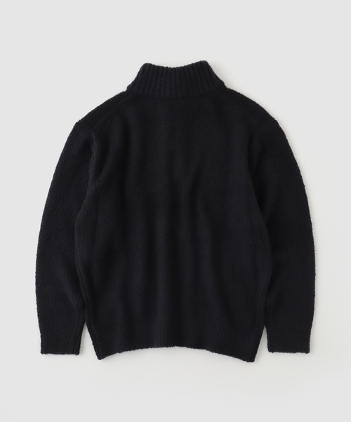 ATON（エイトン）の「ATON (エイトン) WOOL CASHMERE BOUCLE HALF ZIP スウェット（ニット/セーター・メンズ・ブラック・4）」の2枚目の写真