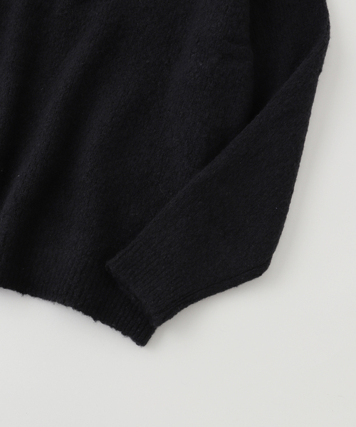 ATON（エイトン）の「ATON (エイトン) WOOL CASHMERE BOUCLE HALF ZIP スウェット（ニット/セーター・メンズ・ブラック・4）」の4枚目の写真