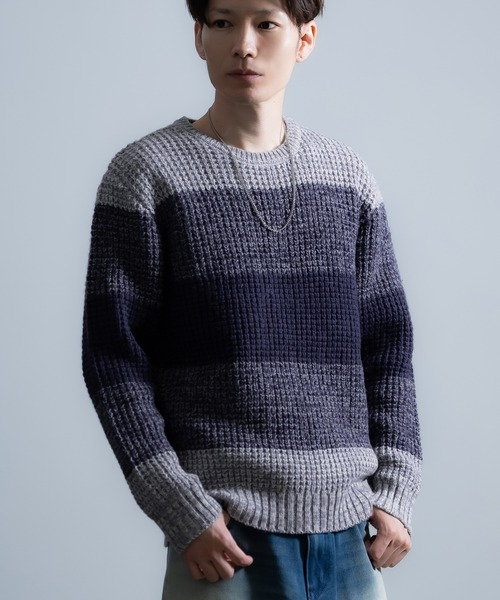 improves（インプローブス）の「無地＆ボーダー ウール ニット（ニット/セーター・メンズ・ブラック/ネイビー系/カーキ系/ブラック系/ホワイト/カーキ・MEDIUM/LARGE）」の6枚目の写真
