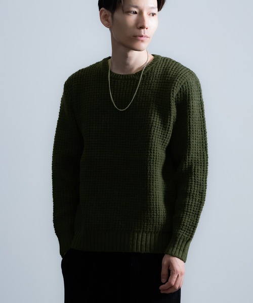 improves（インプローブス）の「無地＆ボーダー ウール ニット（ニット/セーター・メンズ・ブラック/ネイビー系/カーキ系/ブラック系/ホワイト/カーキ・MEDIUM/LARGE）」の4枚目の写真