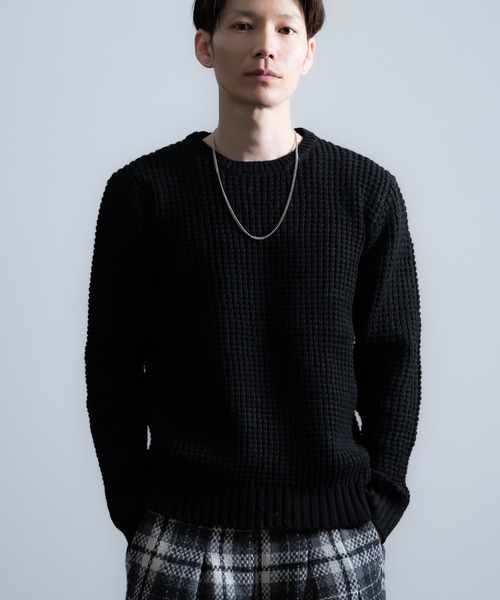 improves（インプローブス）の「無地＆ボーダー ウール ニット（ニット/セーター・メンズ・ブラック/ネイビー系/カーキ系/ブラック系/ホワイト/カーキ・MEDIUM/LARGE）」の2枚目の写真