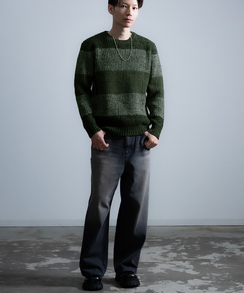 improves（インプローブス）の「無地＆ボーダー ウール ニット（ニット/セーター・メンズ・ブラック/ネイビー系/カーキ系/ブラック系/ホワイト/カーキ・MEDIUM/LARGE）」の10枚目の写真