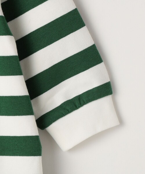 SHIPS(シップス)の「SHIPS KIDS:70~80cm / ボーダー ラガーシャツ ロンパース(ロンパース・キッズ・グリーン/ブルー・80/70)」の3枚目の写真