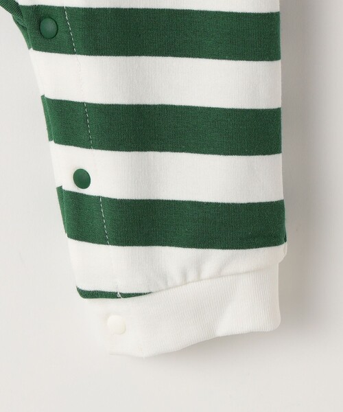 SHIPS(シップス)の「SHIPS KIDS:70~80cm / ボーダー ラガーシャツ ロンパース(ロンパース・キッズ・グリーン/ブルー・80/70)」の4枚目の写真