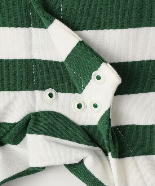 SHIPS(シップス)の「SHIPS KIDS:70~80cm / ボーダー ラガーシャツ ロンパース(ロンパース・キッズ・グリーン/ブルー・80/70)」の5枚目の写真