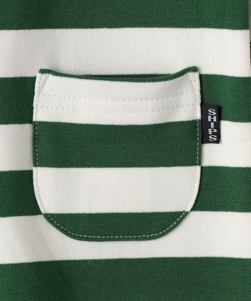 SHIPS(シップス)の「SHIPS KIDS:70~80cm / ボーダー ラガーシャツ ロンパース(ロンパース・キッズ・グリーン/ブルー・80/70)」の6枚目の写真