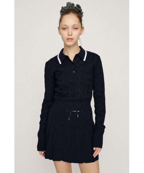 SLY（スライ）の「CABLE KNIT SET UP ケーブルニット セットアップ 秋服 冬服（セットアップ・レディース・アイボリー/ブラック/ネイビー・1/2）」の3枚目の写真