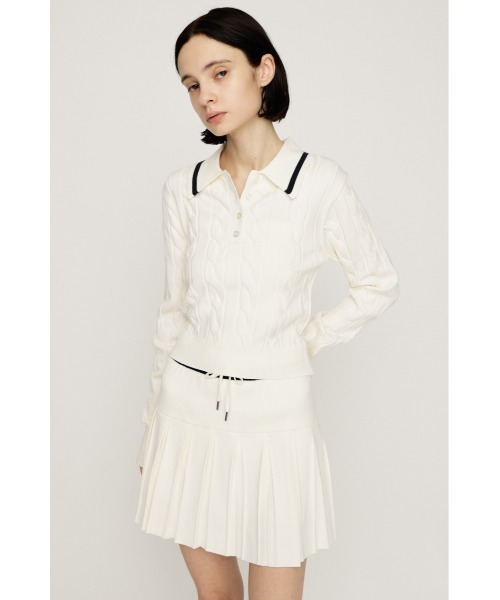 SLY（スライ）の「CABLE KNIT SET UP ケーブルニット セットアップ 秋服 冬服（セットアップ・レディース・アイボリー/ブラック/ネイビー・1/2）」の2枚目の写真