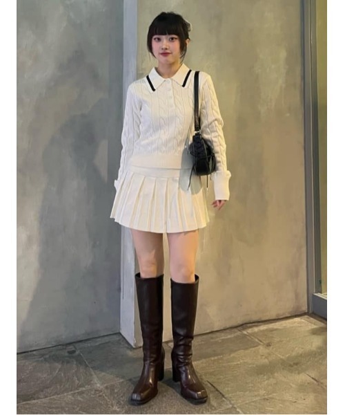 SLY（スライ）の「CABLE KNIT SET UP ケーブルニット セットアップ 秋服 冬服（セットアップ・レディース・アイボリー/ブラック/ネイビー・1/2）」の22枚目の写真