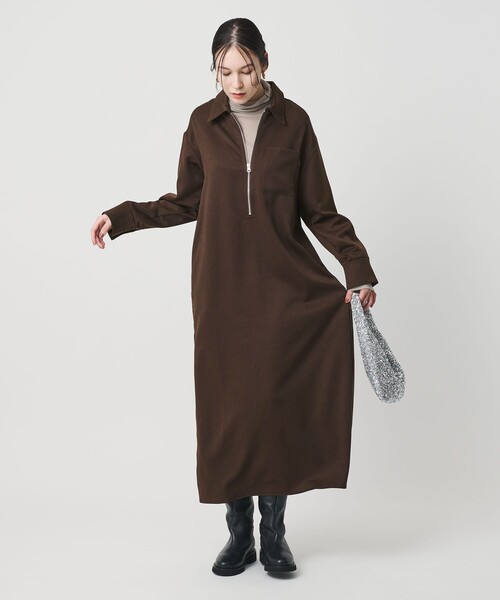 THOUSAND MILE(サウザンドマイル)の「<THOUSAND MILE>ハーフジップ ワンピース(ワンピース・レディース・ダークグレー/ダークブラウン・FREE)」の2枚目の写真